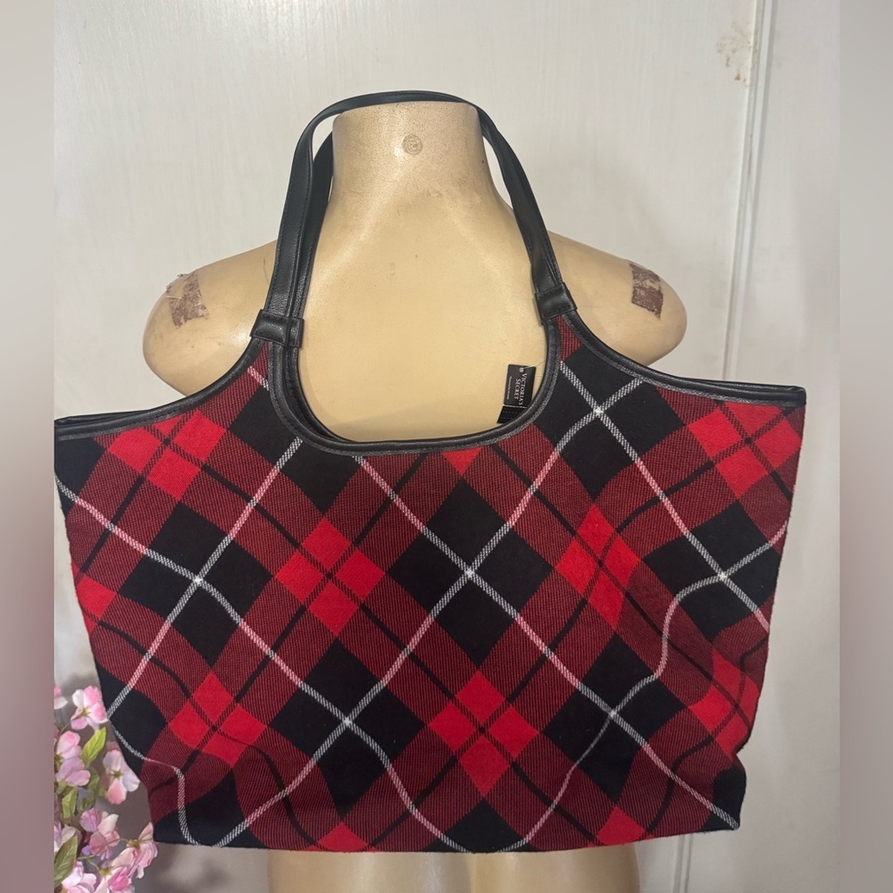 Victoria's Secret Red and Black Checkered Tote - Picture 4 of 6